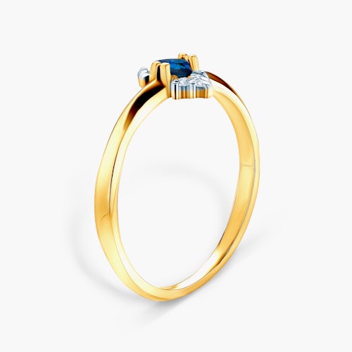 Pierścionek zaręczynowy SAVICKI: dwukolorowe złoto, niebieski szafir, diamenty